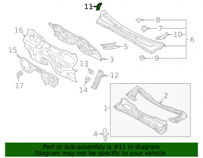 Left windshield wiper seal for Subaru Outback 10-14
