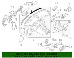 Upper right dashboard trim for Mercedes C-class W205 15-18, black, broken mount