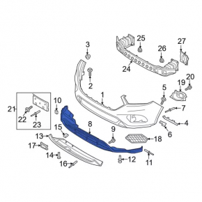 Front Bumper Lip Ford Escape MK3 17-19 Rest, Structure