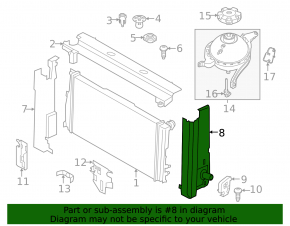 Radiator mounting frame left BMW 5 F10 12-16 2.0T