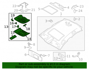 Front light Audi A6 C7 12-18 under sunroof, black