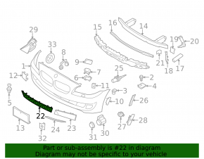 Lower grille front bumper central BMW 5 F10 14-16 without radar