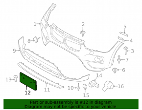 Front bumper plate for BMW X1 F48 16-19