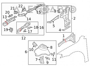 Front left quarter panel for Audi A3 8V 15-20 4d, 5d on the body, gray, butt