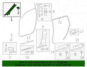 Front pillar trim upper right Toyota Highlander 14-19 gray