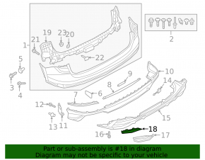 Left rear bumper cap for Audi Q3 83A 19-23, upper, S-Line, structure