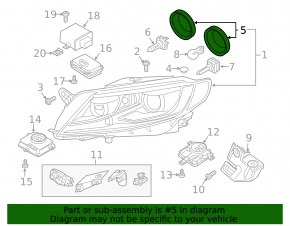 Headlight lamp cover right VW Tiguan 18-21 large, rubber
