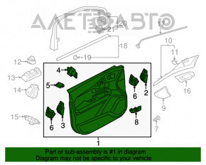 Black front left door panel for Volvo XC90 16-22, black leather insert, black leather armrest, illuminated, with handle