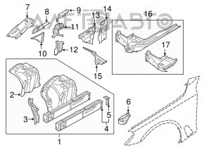 Front left quarter panel BMW 5 G30 17-23 on the body, white