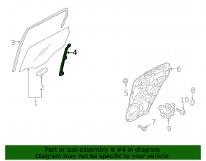 Guide glass door rear right Kia Niro 17-22