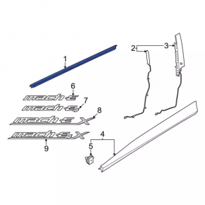 Molding door-glass central front right Ford Mustang Mach-E 21-23