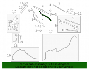 Left windshield wiper arm for Nissan Rogue 14-20