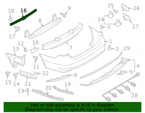 Rear bumper central mount VW Jetta 15-18 USA broken
