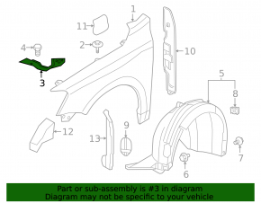 Front Right Fender Bracket VW Jetta 11-18 USA