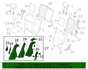 Right side trim for rear seats for Subaru Outback 15-19, beige leather