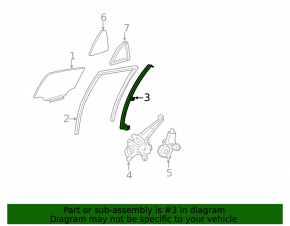 Rear right door glass guide Toyota Avalon 05-12