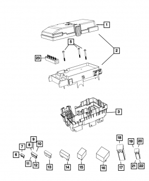 Fuse box underhood Jeep Cherokee KL 14-14 2.4, 3.2
