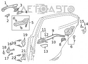 Rear left door lock Toyota Highlander 20-