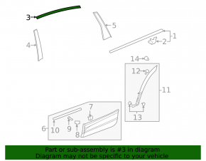 Upper rear right door molding Honda CRV 17-22 chrome