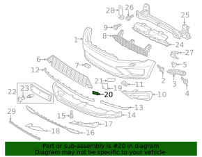 Front bumper towing hook plug left VW Touareg 15-17 lower part