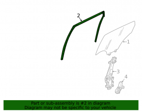 Rear right glass seal Nissan Rogue Sport 17-22