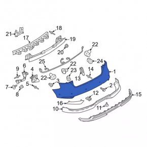 Rear bumper bare Ford Focus mk3 15-18 rest 5d silver, broken fasteners