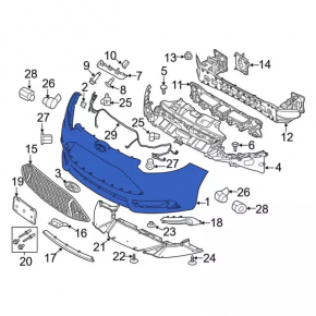 Rear bumper bare Ford Focus mk3 15-18 rest 5d silver, broken fasteners