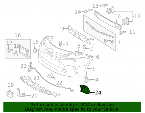 Right bumper grille Toyota Prius V 12-14 pre-rest under fog lights, broken fastener, chips