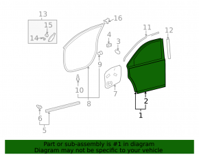 Door bare front right Toyota Highlander 08-13