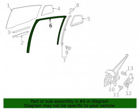 Rear left glass seal for Toyota Prius 50 19-22
