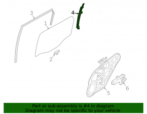 Kia Sorento 10-15 rear right door glass guide