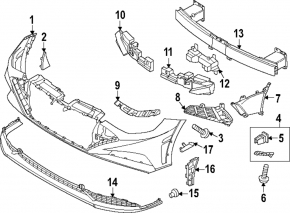 Front bare bumper Hyundai Sonata 20- US SEL, SEL Plus, Limited without parking sensors