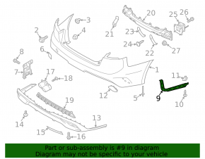 Right rear bumper mount for Kia Stinger 18-23 GT