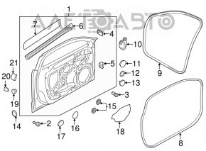 Front left door opening seal Audi A3 8V 15-20 4d