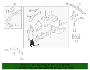 Left side member bracket front lower Ford Mustang mk6 15-23