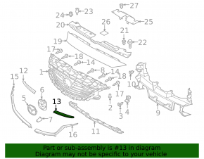 Upper left radiator grille molding Mazda 6 13-17