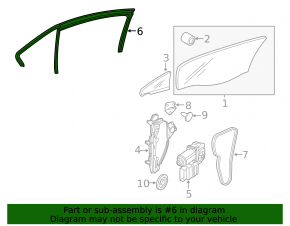 Upper rear right door molding for VW Jetta 11-18 USA with glass seal