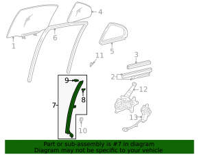 Rear right door glass guide for Lexus IS200 IS300 99-05