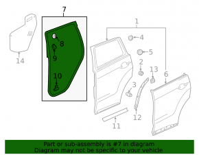 Rear left door seal for Acura RDX 13-18