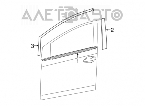 Door-glass molding, central front left, Toyota Prius 30 10-15 matte