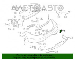 Plug towing hook rear bumper Porsche Panamera 14-16 structure