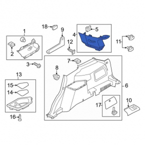 Rear pillar trim 3rd row right Ford Explorer 11-19 black