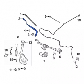 Left windshield wiper arm for Ford Mustang mk6 15-
