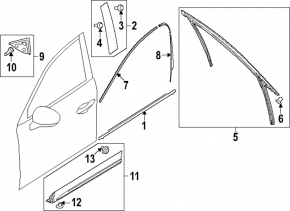 Mazda CX-90 24-26 black door-glass molding, central front left