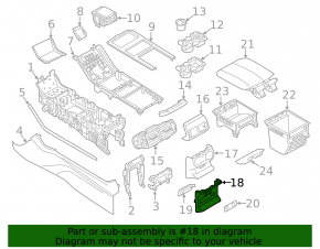 Land Rover Range Rover Velar 18-23 black rear lower center console trim, scratches