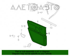 Door trim panel, rear left, Dodge Journey 11-19, black leather