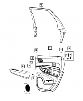 Door trim card rear left Dodge Durango 11-15 black Citadel