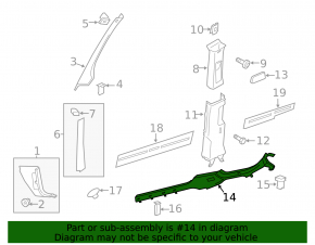 Door sill trim, inner left, VW Jetta 11-18 USA, black