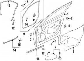 Front left door seal for Subaru Forester 25-26