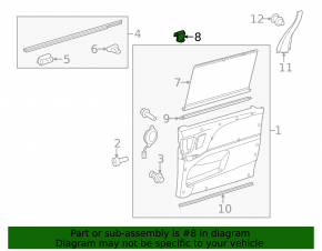 Hook curtain door rear right Toyota Sienna 11-20